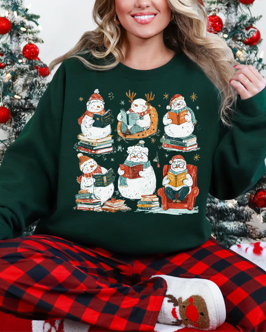 Reading Snowman Crewneck Sweatshirt | Bookish Winter Sweatshirt