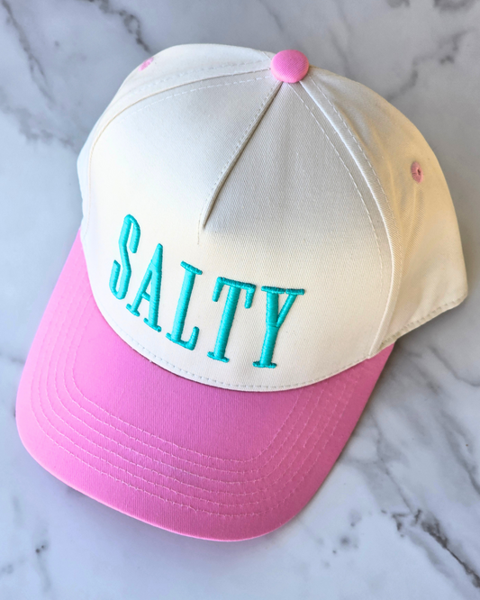 SALTY Hat | 3D Puff Embroidered Hat | Two Toned Canvas Hat