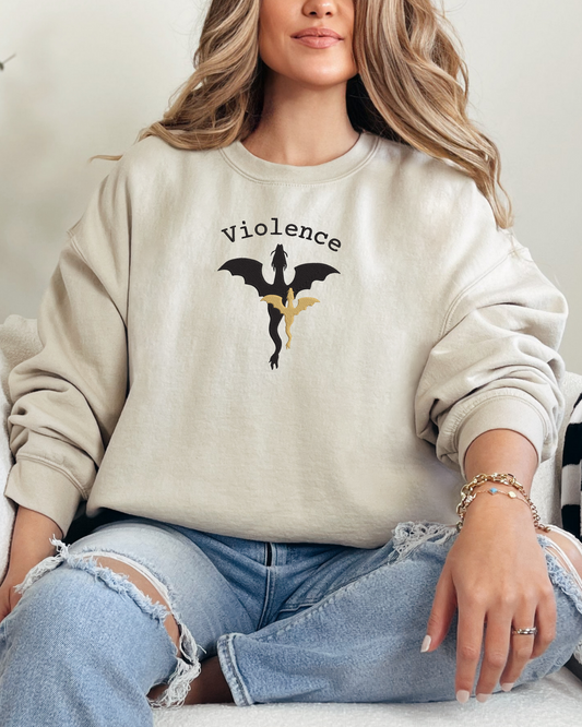 Violence & Dragons | Bookish Embroidered Crewneck Sweatshirt