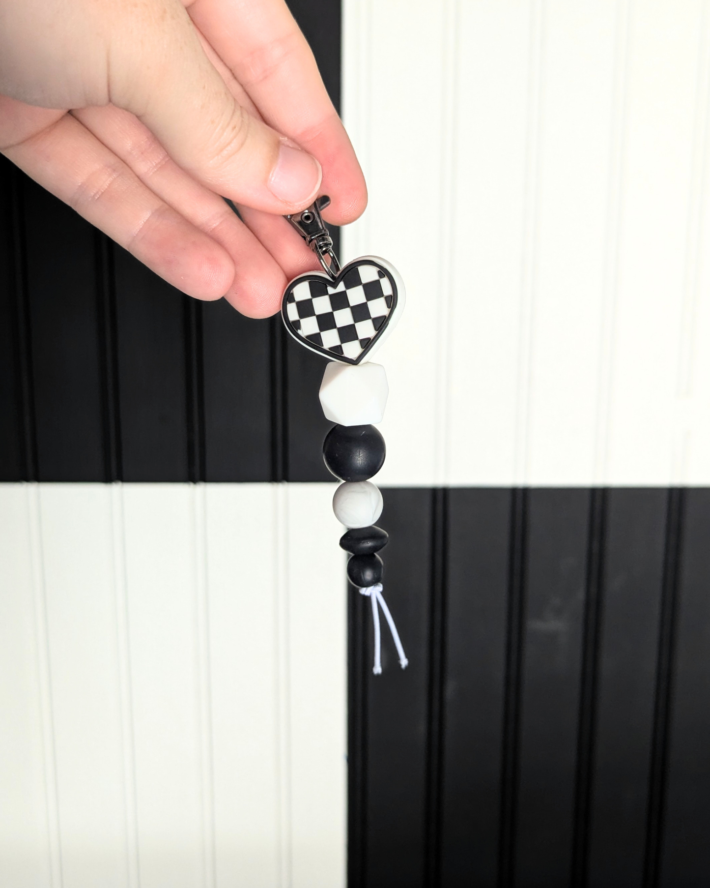 Checkered Heart Mini Keychains
