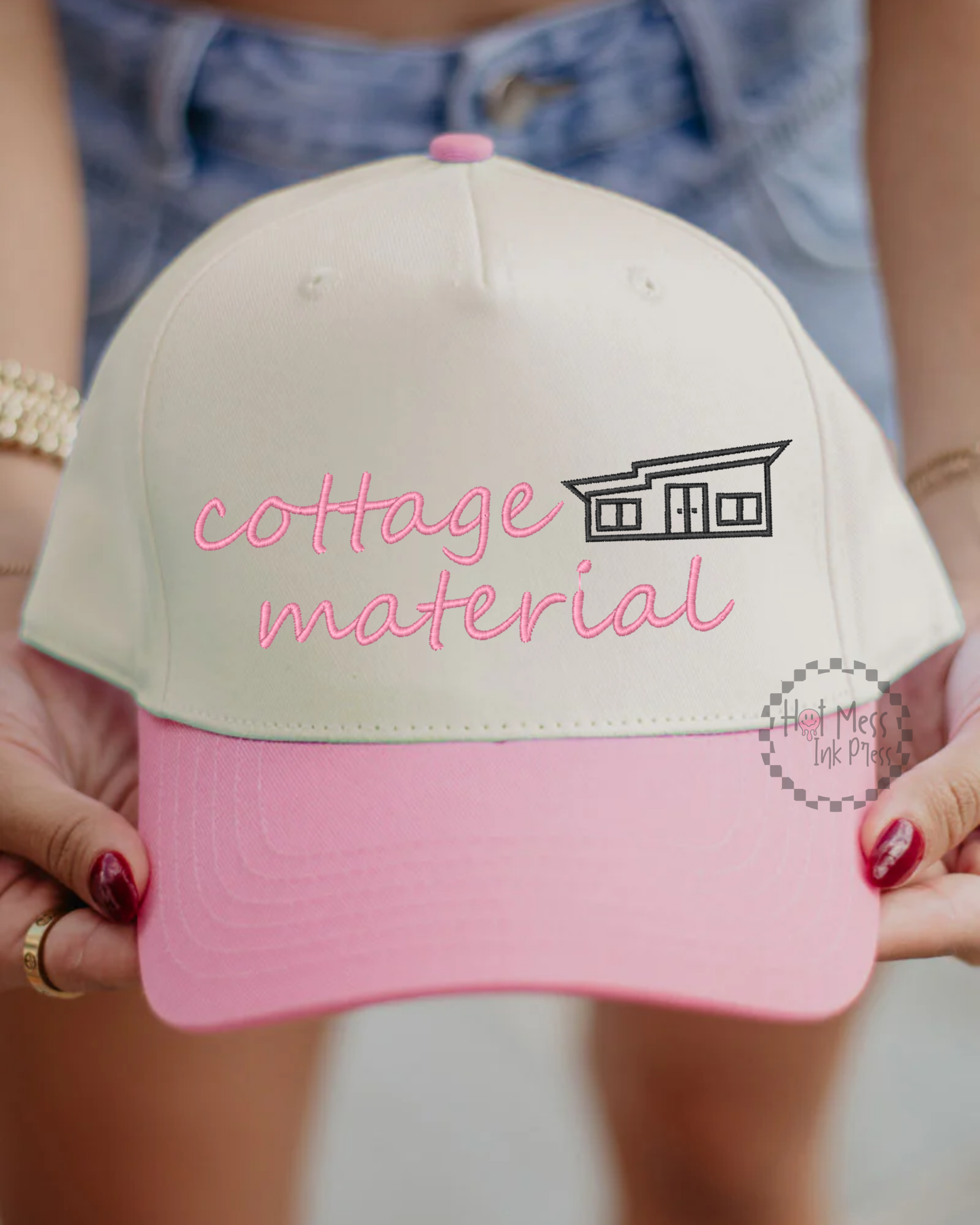Cottage Material HR Inspired Hat | Embroidered Hat | Two Toned Canvas Hat