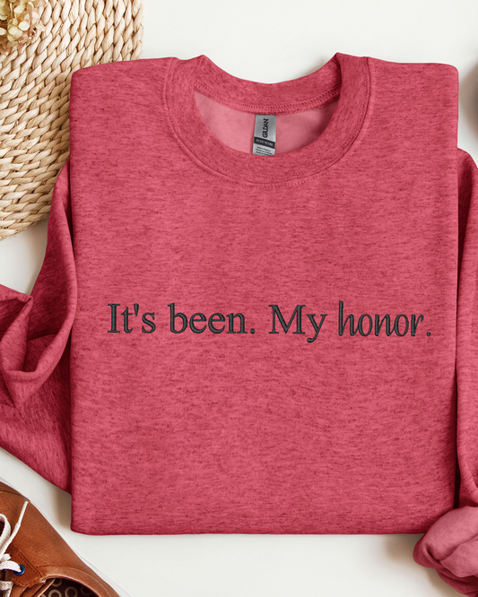 It's been. My honor. | Embroidered Bookish Crewneck Sweatshirt