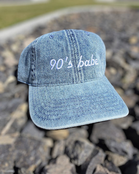 90's Babe Denim Hat | Embroidered Denim Hat | Unstructured Dad Hat