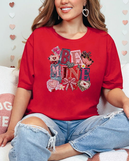 Be Mine Faux Patchwork Valentine's Shirt | Comfort Colors Tee