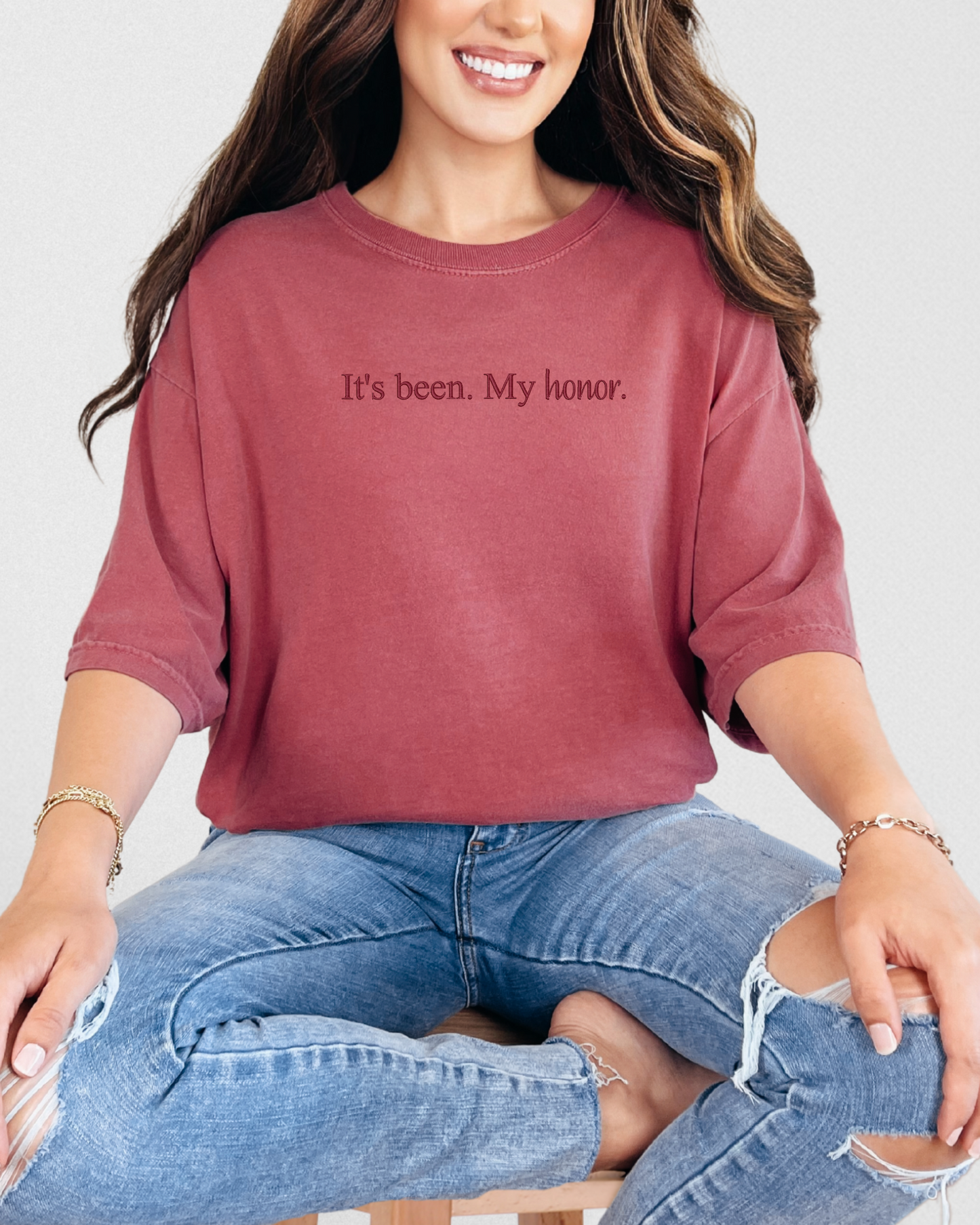 It's been. My honor. | Embroidered Bookish Comfort Colors Tee