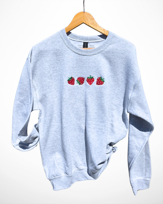 Strawberry Sweatshirt | Embroidered Crewneck Sweatshirt