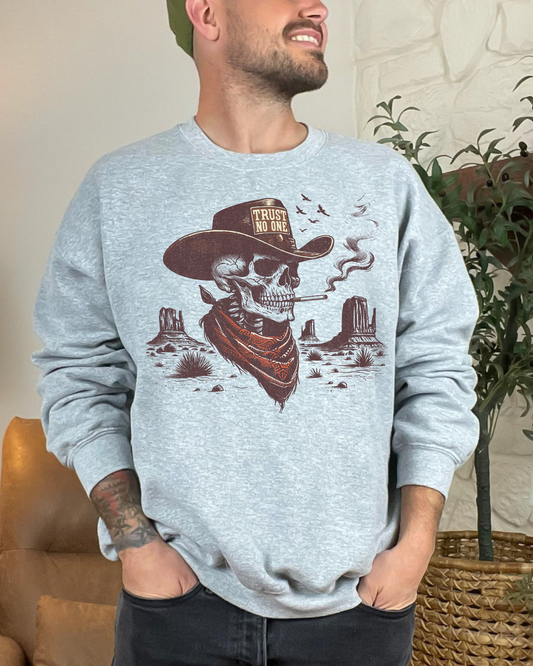 Trust No One Cowboy Skeleton | Crewneck Sweatshirt