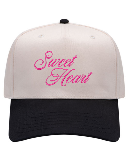 Sweet Heart Hat | Embroidered Valentine's Hat | Two Toned Canvas Hat
