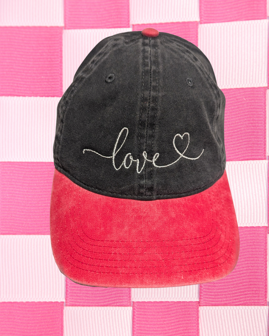 Love Script Embroidered Dad Style Hat (RTS)