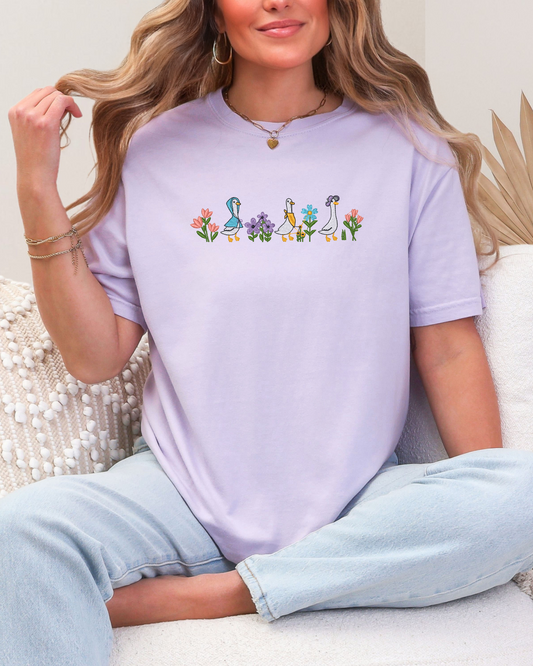 Floral Goose T-Shirt | Embroidered Comfort Colors Tee