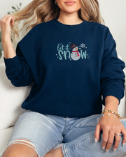 Let It Snow Snowman Embroidered Crewneck Sweatshirt