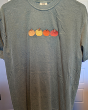 Multicolor Fall Pumpkins Embroidered Comfort Colors T-Shirt (RTS)