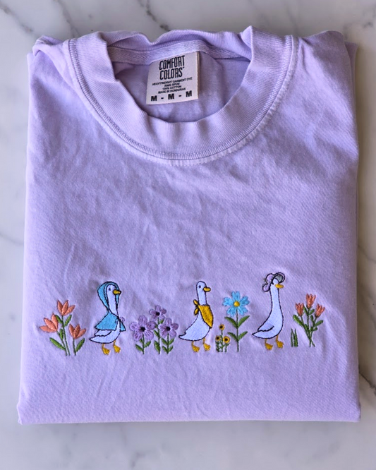 Floral Goose T-Shirt | Embroidered Comfort Colors Tee