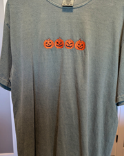 Jack-O-Lantern Pumpkins Embroidered Comfort Colors T-Shirt (RTS)