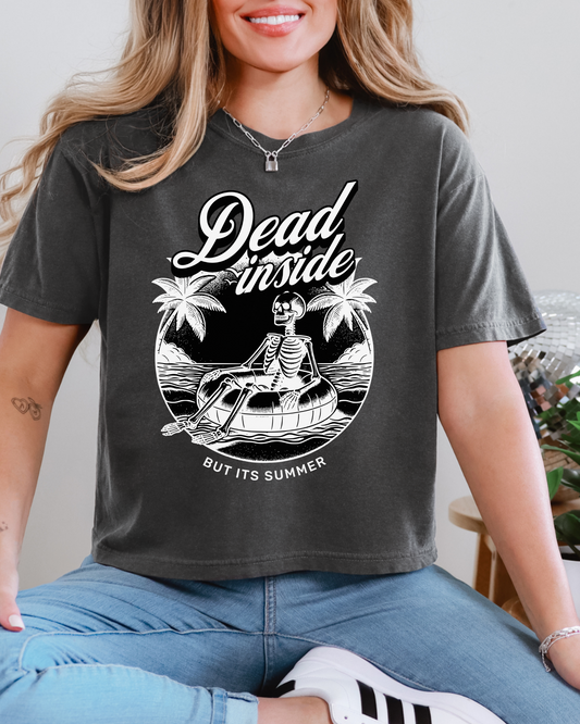 Dead Inside but It's Summer Long Boxy Cropped T-Shirt | Comfort Colors Long Crop Tee (RTS)