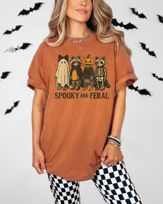 Spooky & Feral Raccoon Halloween Shirt | Comfort Colors Tee