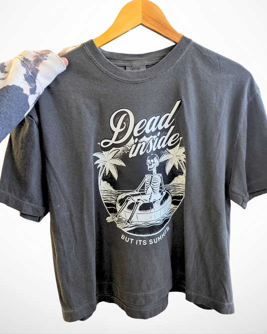 Dead Inside but It's Summer Long Boxy Cropped T-Shirt | Comfort Colors Long Crop Tee (RTS)