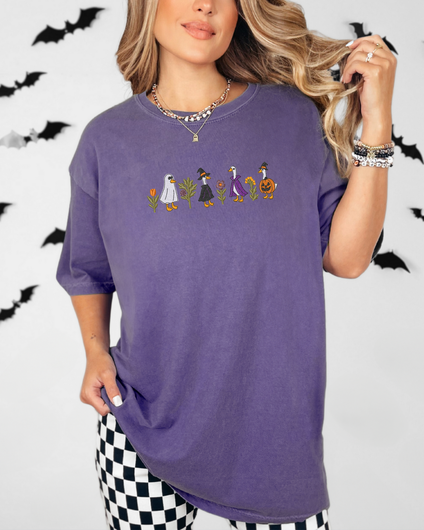 Spooky Goose Halloween Shirt | Embroidered Comfort Colors Tee (RTS)