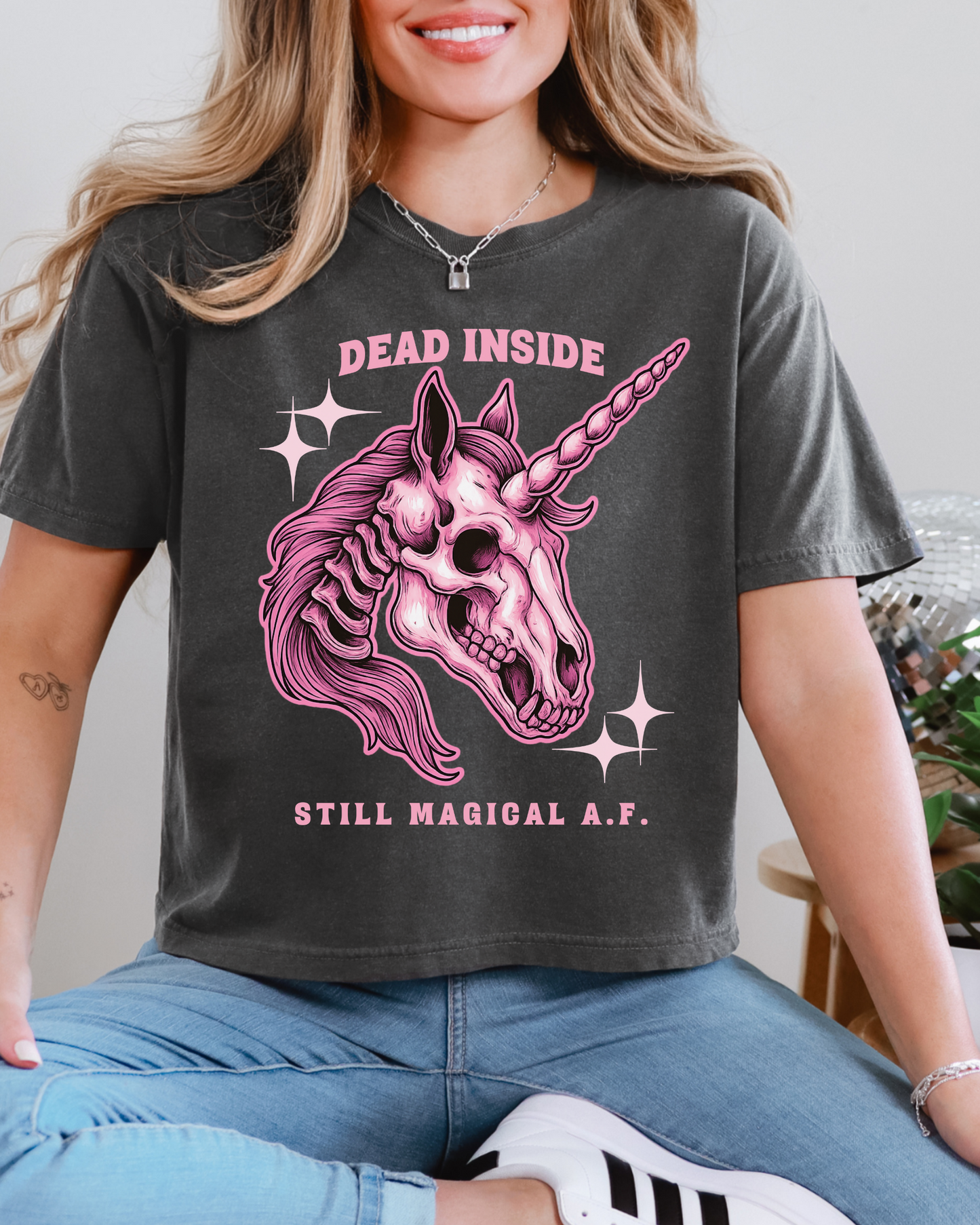 Dead Inside, Still Magical Long Boxy Cropped T-Shirt | Comfort Colors Long Crop Tee (RTS)