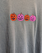 Jack-O-Lantern Pumpkins Embroidered Comfort Colors T-Shirt (RTS)