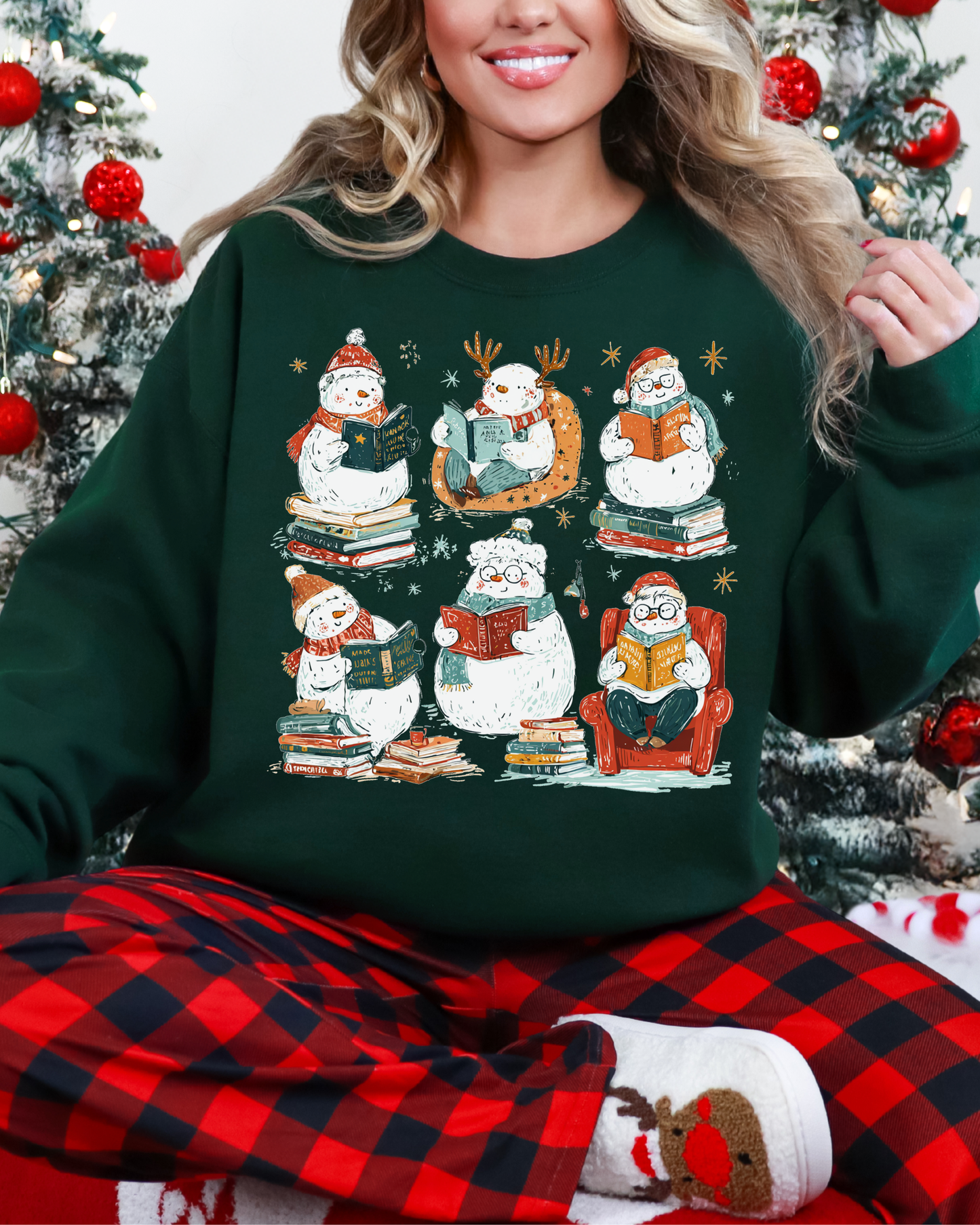 Reading Snowman Crewneck Sweatshirt | Bookish Winter Sweatshirt