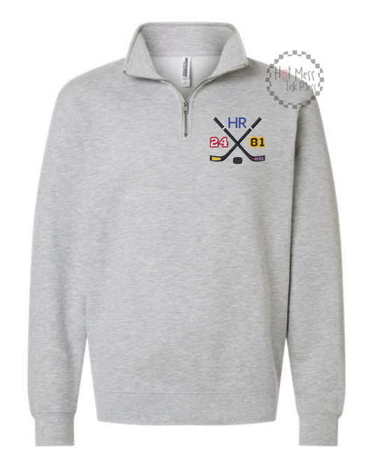 HR Inspired Hockey 1/4 Zip Pullover Sweatshirt | Bookish Embroidered Sweatshirt