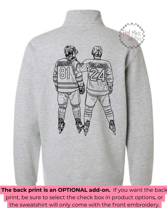 HR Inspired Hockey 1/4 Zip Pullover Sweatshirt | Bookish Embroidered Sweatshirt