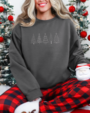 Christmas Trees Embroidered Crewneck Sweatshirt