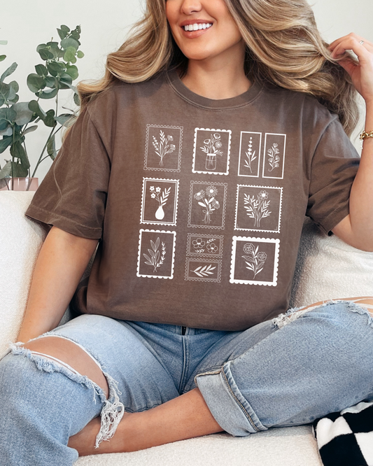 Floral Stamps Comfort Colors Tee (RTS)