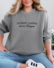 Probably Reading About Dragons Bookish Embroidered Crewneck Sweatshirt