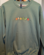 Multi Color Fall Leaves Embroidered Crewneck Sweatshirt (RTS)