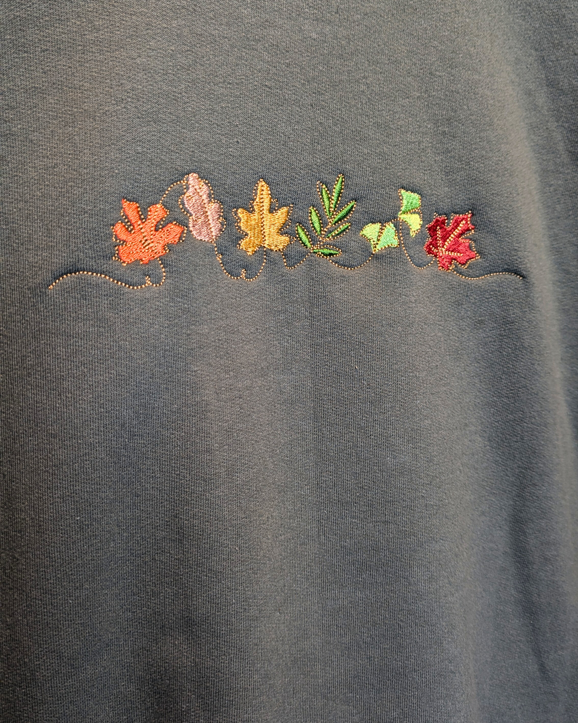 Multi Color Fall Leaves Embroidered Crewneck Sweatshirt (RTS)