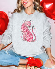 Pink Leopard Heart Crewneck Sweatshirt