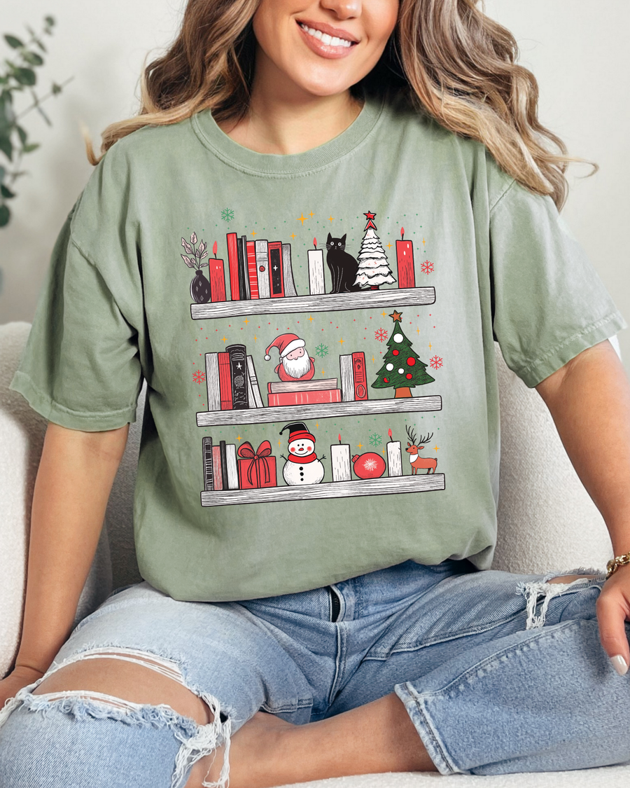 Bookish Christmas Comfort Colors Tee