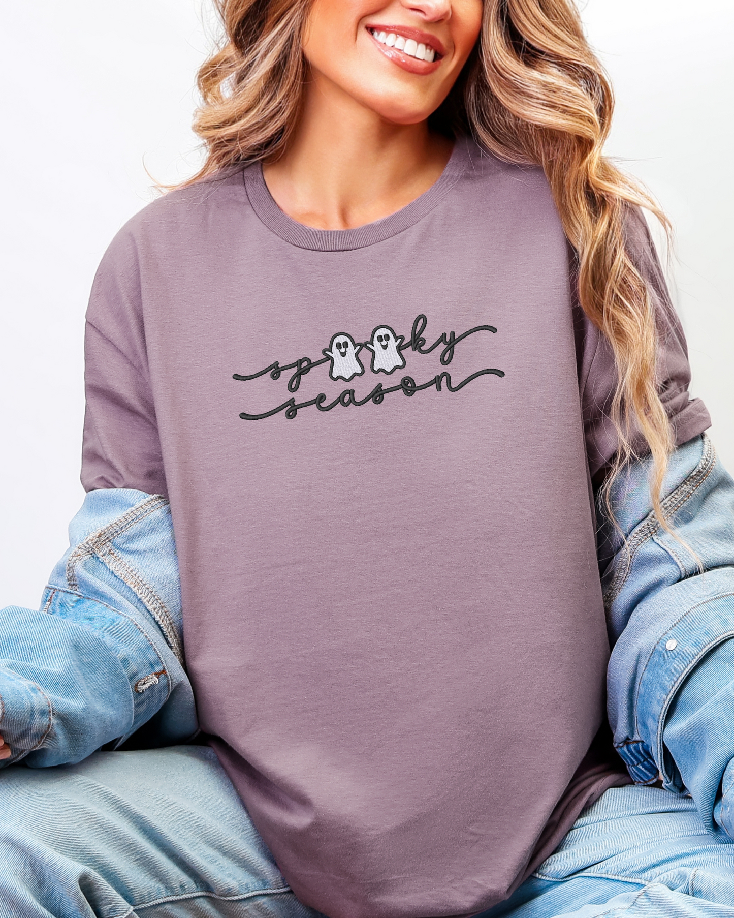 Spooky Season Crewneck Sweatshirt | Embroidered Halloween Sweatshirt (RTS)