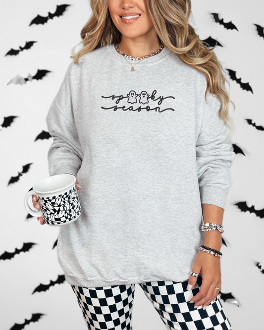 Spooky Season Crewneck Sweatshirt | Embroidered Halloween Sweatshirt