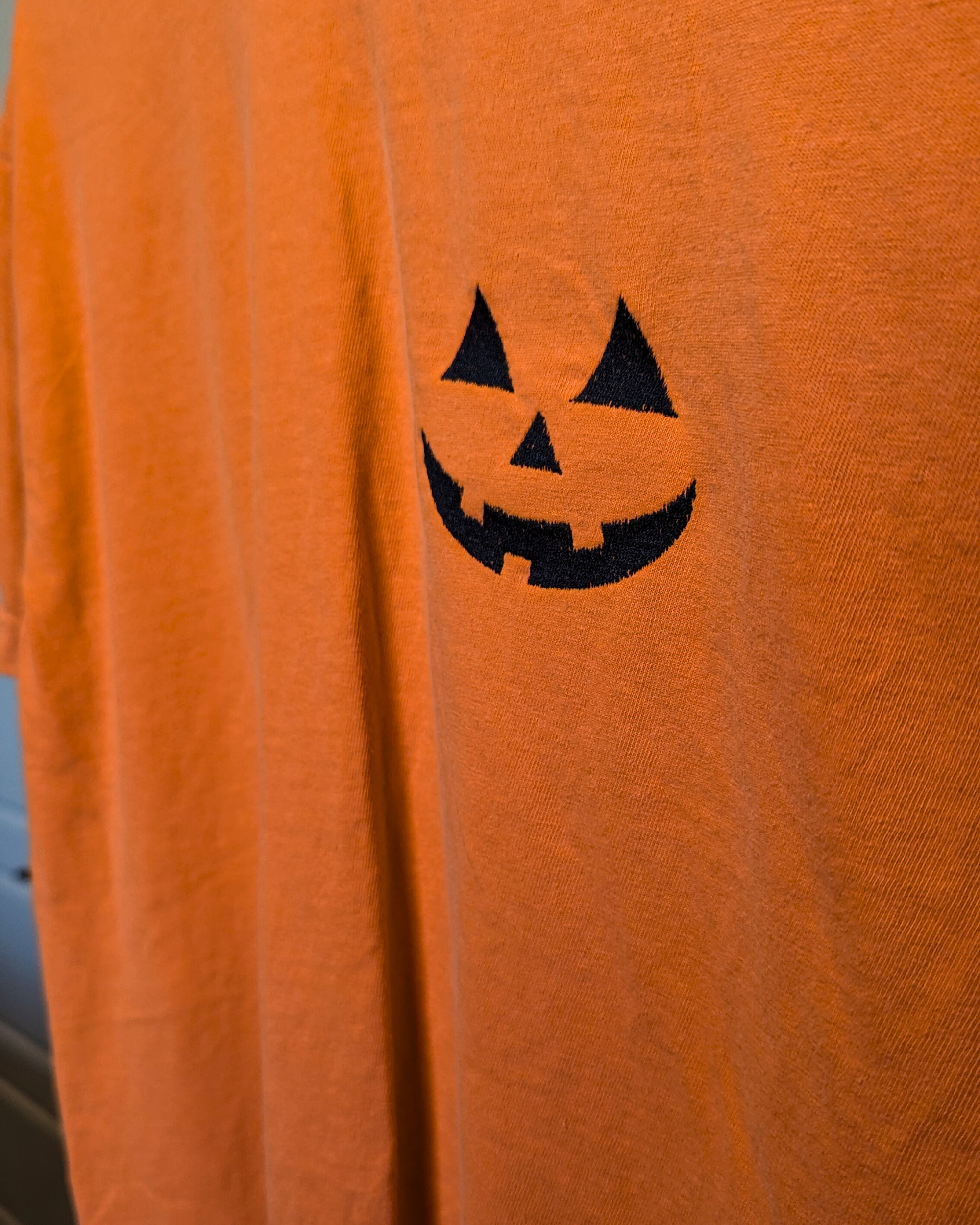 Jack-O-Lantern Left Chest Embroidered Comfort Colors T-Shirt (RTS)