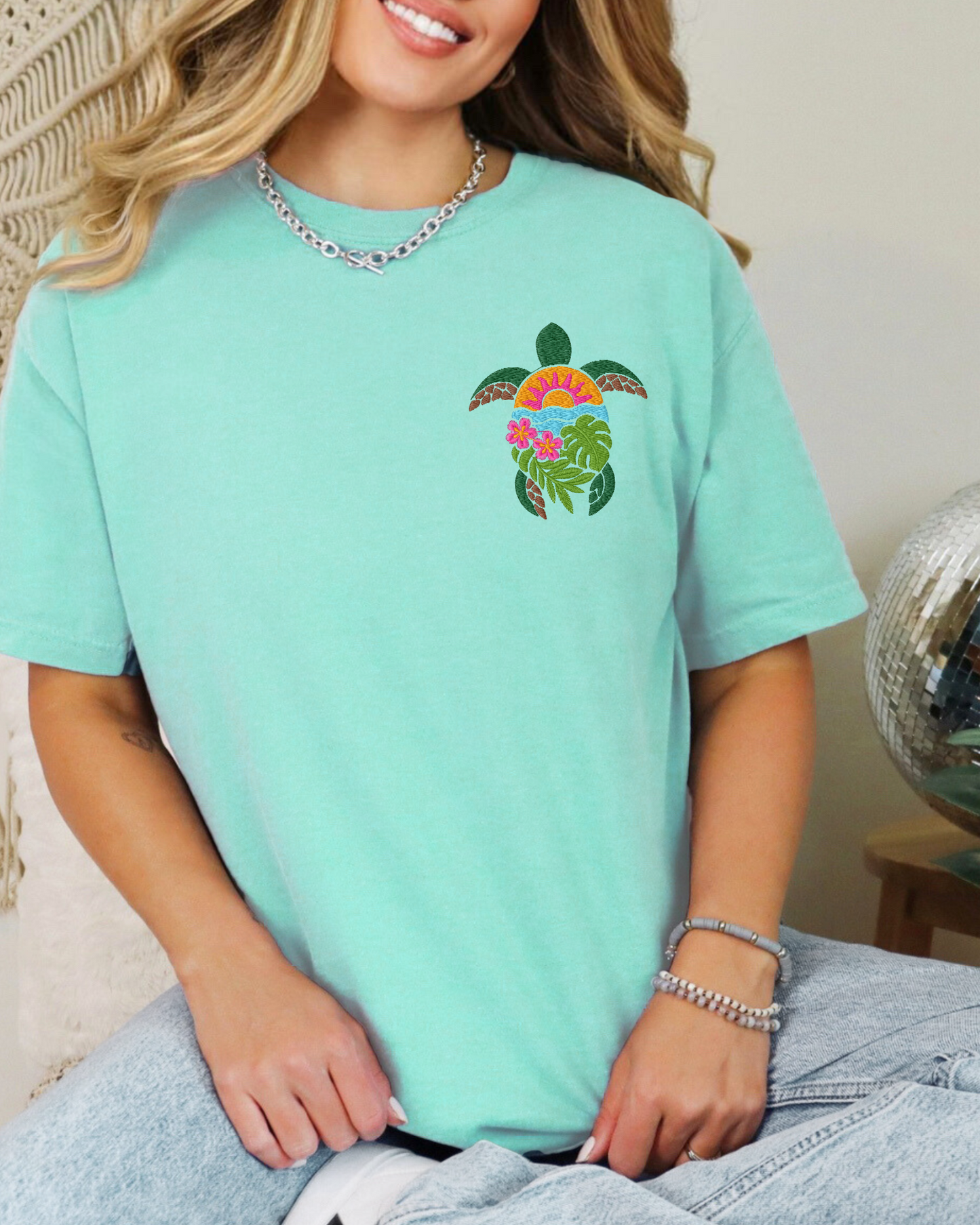 Hawaii Sea Turtle T-Shirt | Embroidered Comfort Colors Tee (RTS)