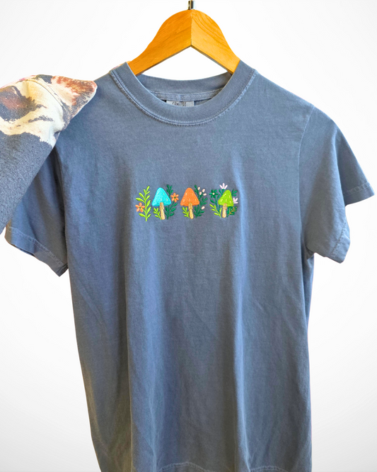 Embroidered Mushroom T-Shirt | Embroidered Comfort Colors Tee (RTS)