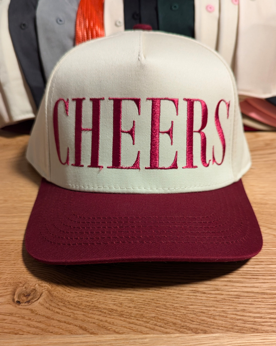 CHEERS Embroidered Two Toned Five Panel Baseball Hat (RTS)