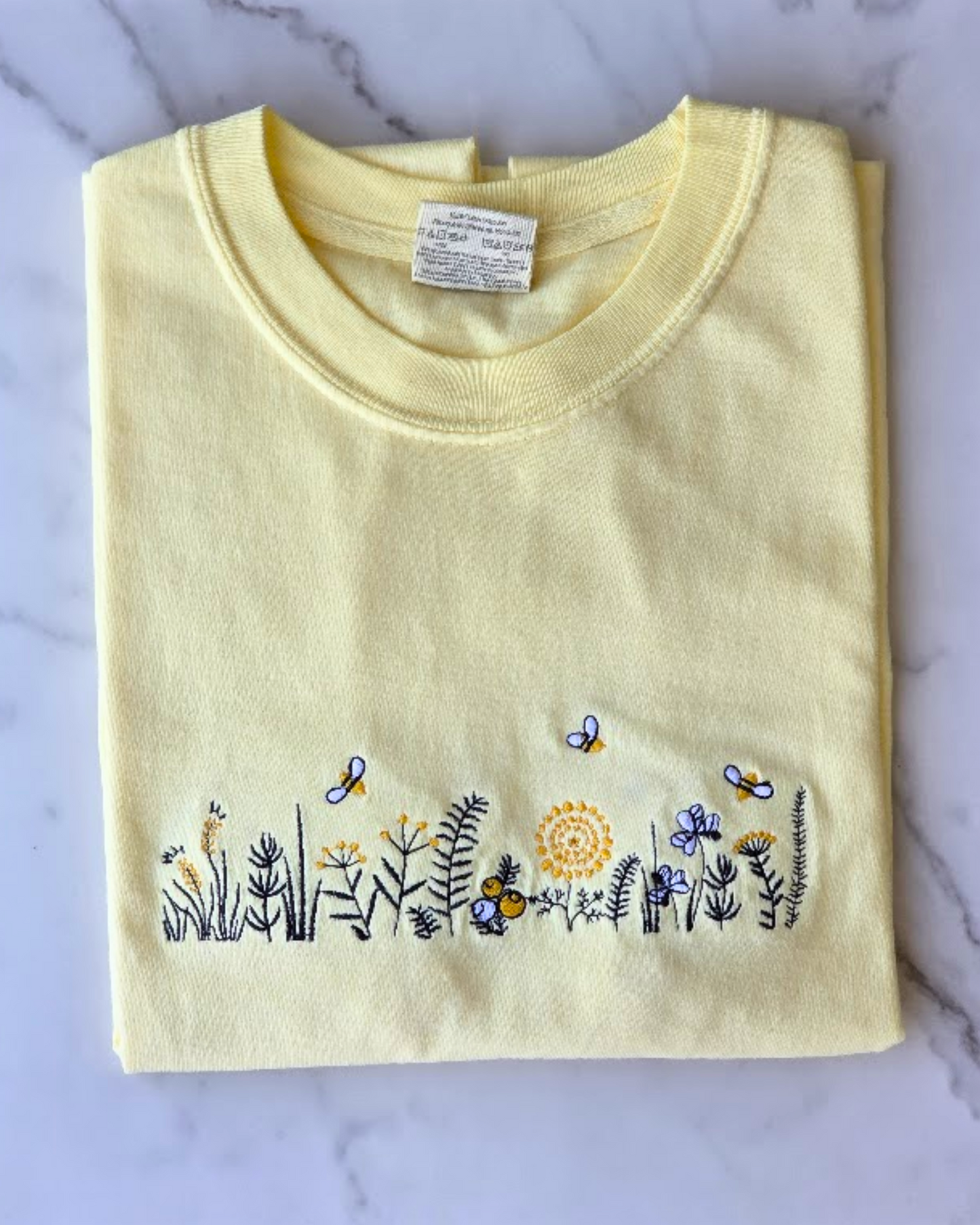 Floral Bee T-Shirt | Embroidered Comfort Colors Tee