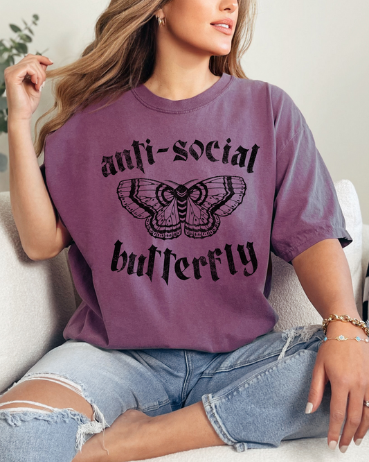 Anti-Social Butterfly Comfort Colors Tee (RTS)