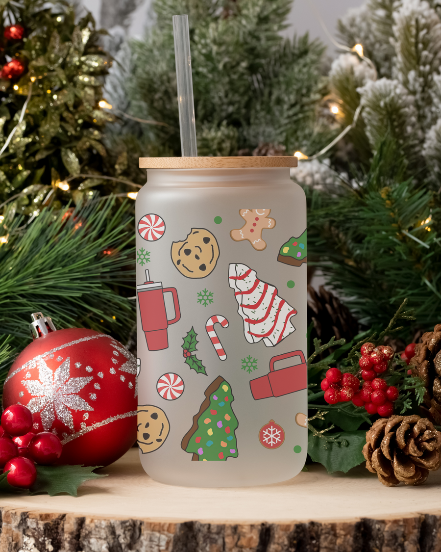 Christmas Vibes Cup - 16oz Glass