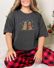 Christmas Dogs Embroidered Comfort Colors Tee