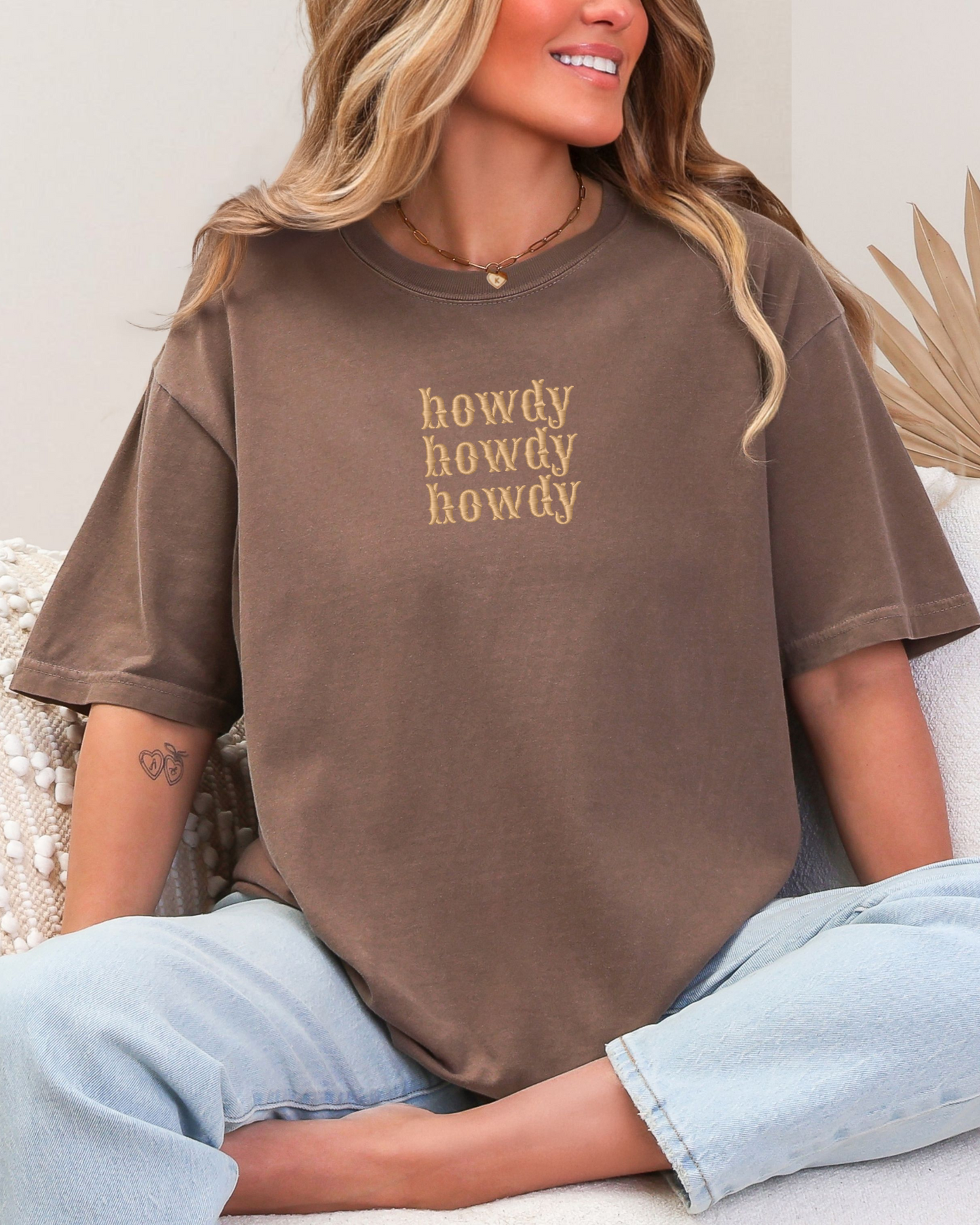 Embroidered Howdy T-Shirt | Embroidered Western Comfort Colors Tee (RTS)