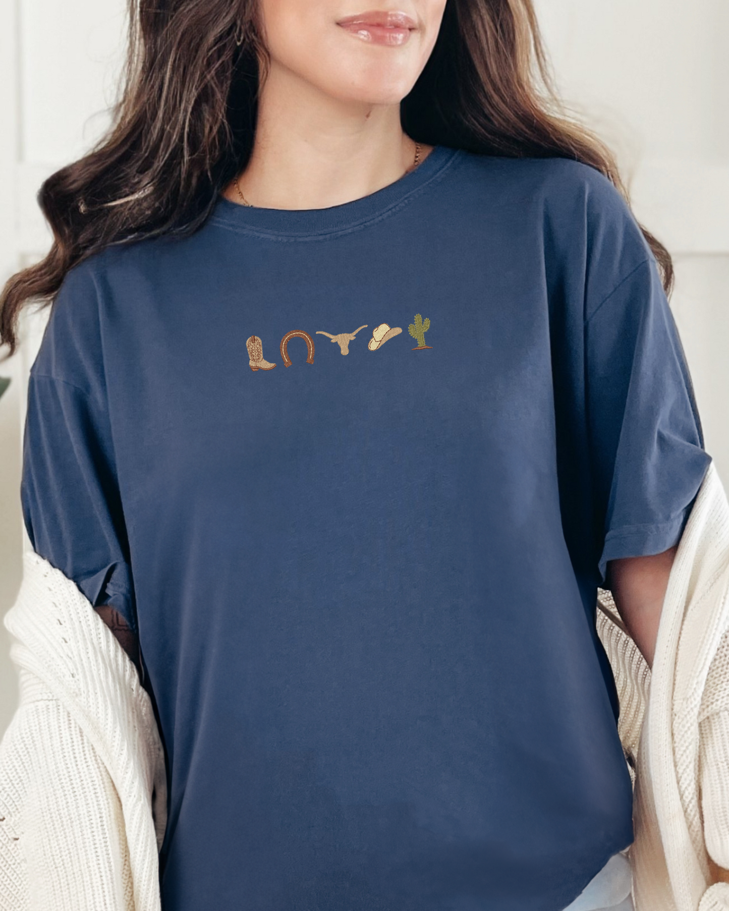 Embroidered Western Mini Icons T-Shirt | Embroidered Western Comfort Colors Tee (RTS)