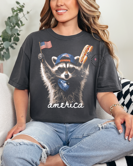 PRE-ORDER: America Raccoon Shirt | Comfort Colors Funny 4th of July Tee