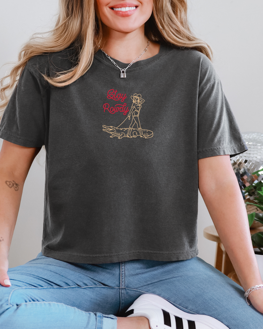 Stay Rowdy Long Boxy Cropped T-Shirt | Comfort Colors Long Crop Tee