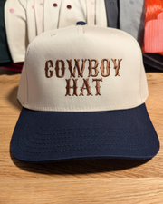 Cowboy Hat Embroidered Two Toned Five Panel Baseball Hat (RTS)