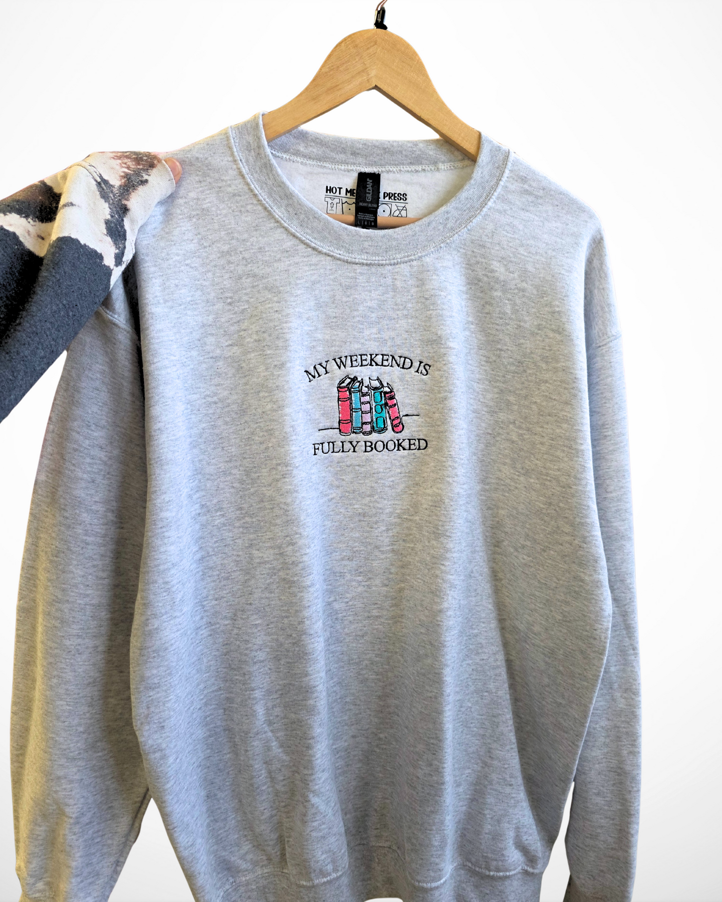 My Weekend is Booked Embroidered Crewneck Sweatshirt | Bookish Sweatshirt(RTS)
